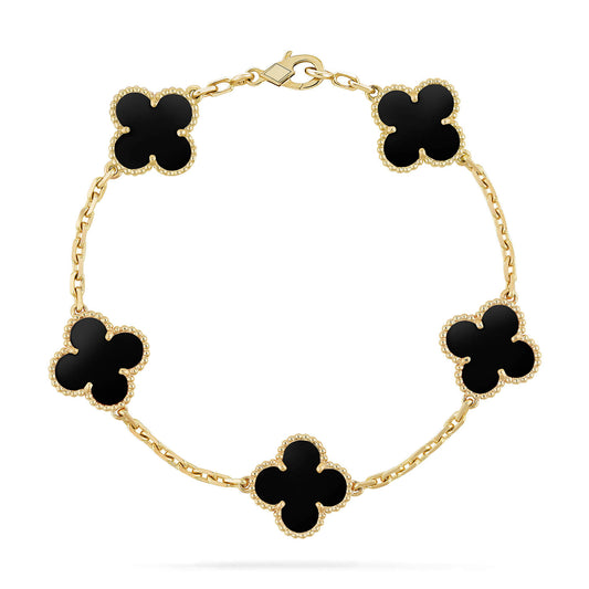 [BloomBling]CLOVER  5 MOTIFS BLACK ONYX BRACELET