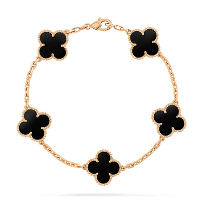 [BloomBling]CLOVER  5 MOTIFS BLACK ONYX BRACELET