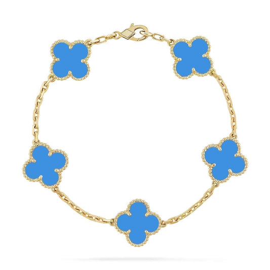 [BloomBling]CLOVER 5 MOTIFS BLUE AGATE BRACELET