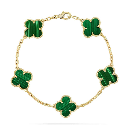[BloomBling]CLOVER 5 MOTIFS MALACHITE BRACELET