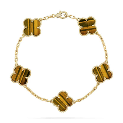 [BloomBling]CLOVER  5 MOTIFS TIGER EYE BRACELET