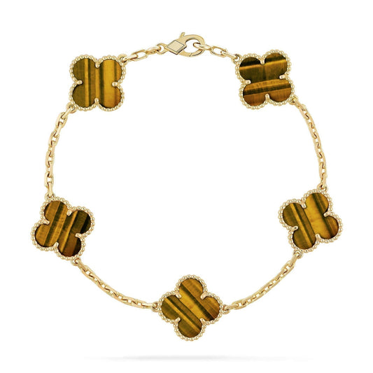 [BloomBling]CLOVER  5 MOTIFS TIGER EYE BRACELET