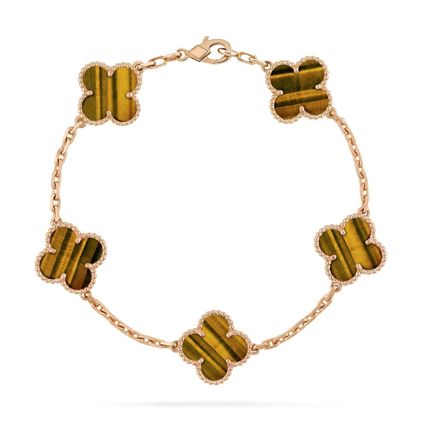 [BloomBling]CLOVER  5 MOTIFS TIGER EYE BRACELET