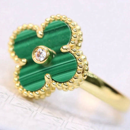 [BloomBling]CLOVER MALACHITE RING GOLD DIAMOND