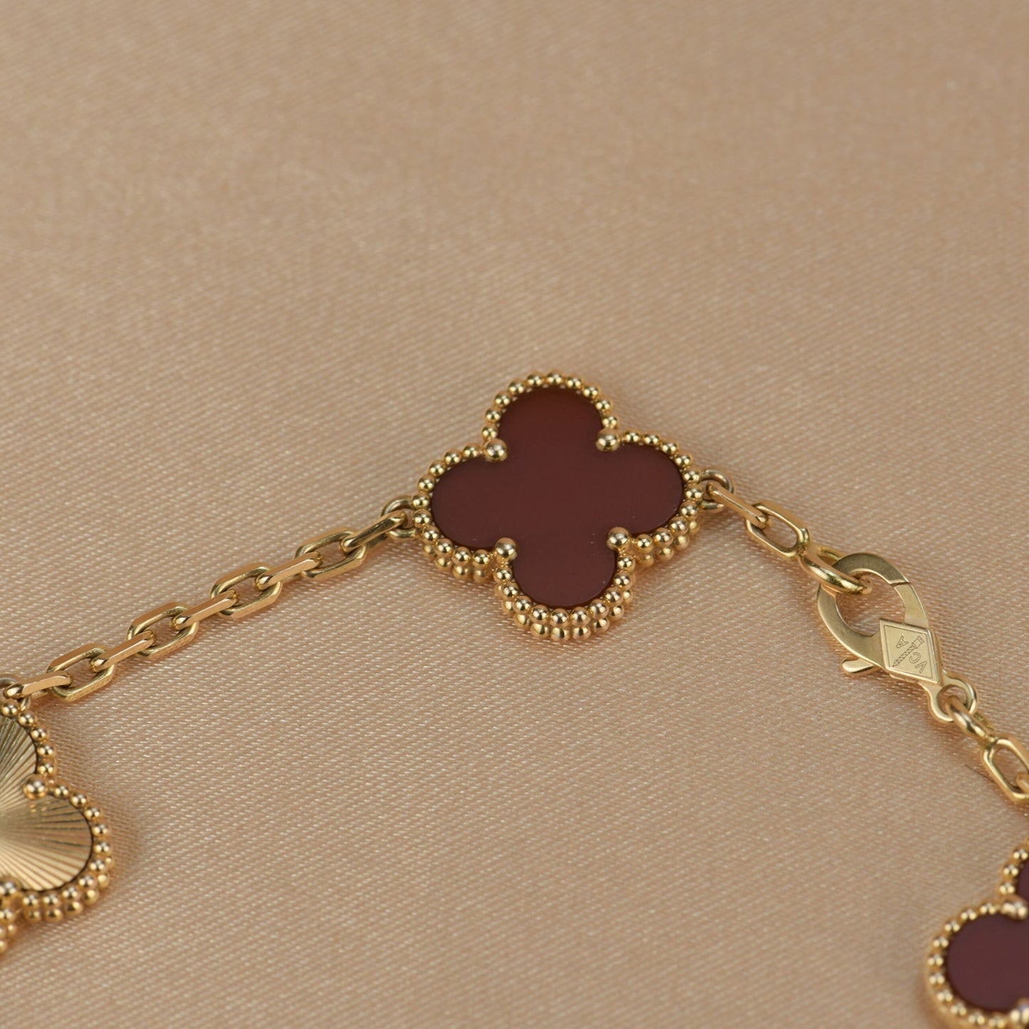 [BloomBling]CLOVER  5 MOTIFS CARNELIAN GOLD BRACELET