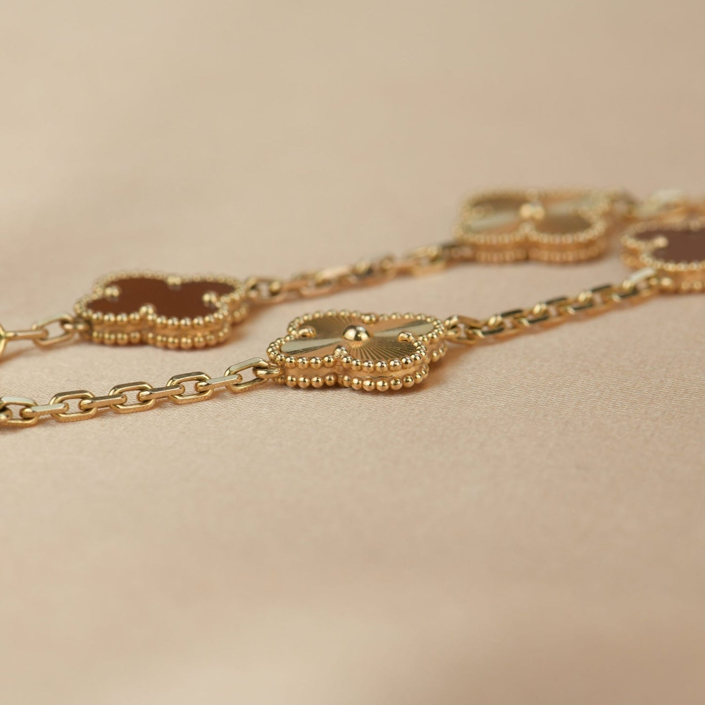 [BloomBling]CLOVER  5 MOTIFS CARNELIAN GOLD BRACELET