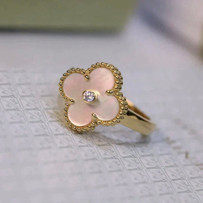 [BloomBling]CLOVER PINK MOP RING GOLD DIAMOND