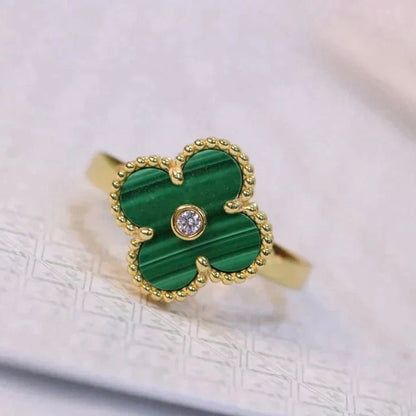[BloomBling]CLOVER MALACHITE RING GOLD DIAMOND