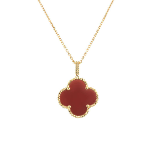 [BloomBling]CLOVER 25MM NECKLACE GOLD CARNELIAN