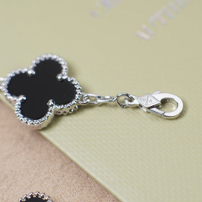 [BloomBling]CLOVER 5 MOTIF ONYXS  BRACELET SILVER