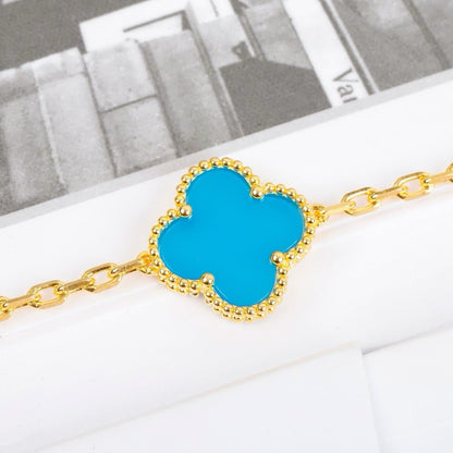 [BloomBling]CLOVER 5 MOTIFS TURQUOISE BRACELET