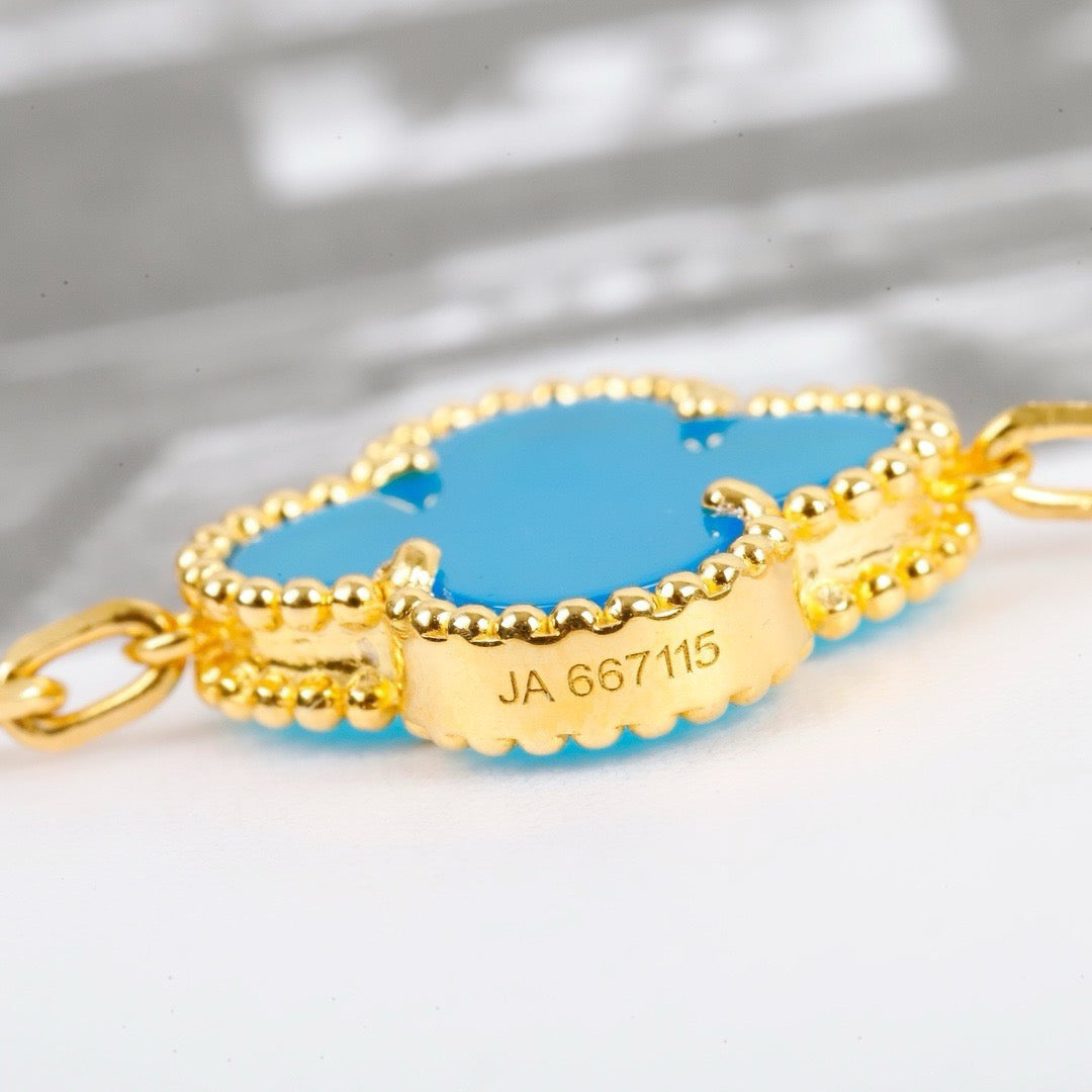 [BloomBling]CLOVER 5 MOTIFS TURQUOISE BRACELET