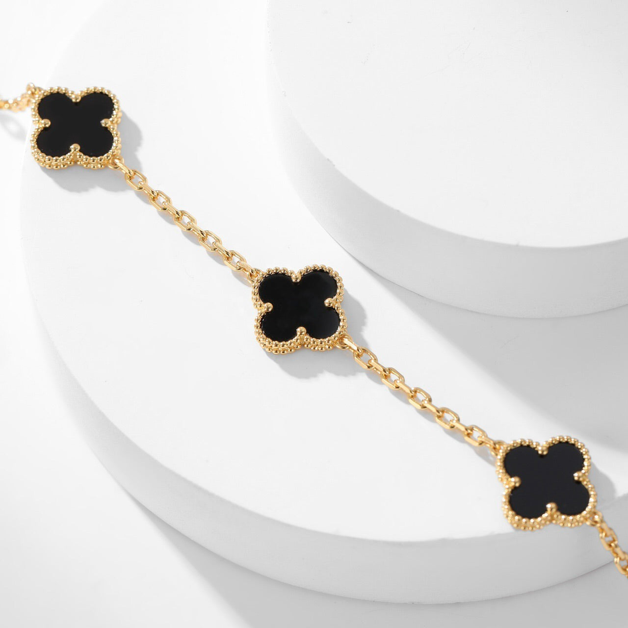 [BloomBling]CLOVER 10 MOTIFS ONYX NECKLACE