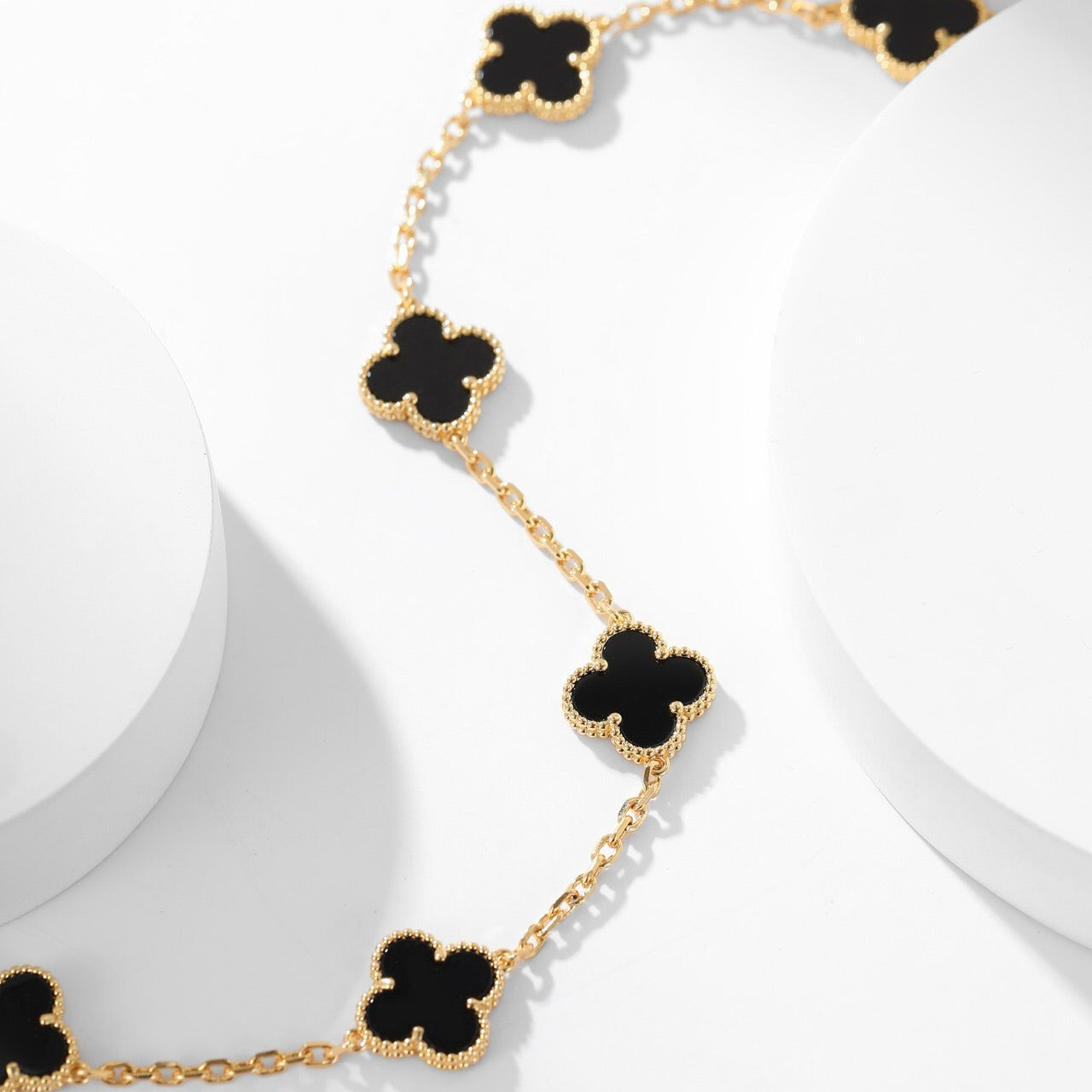 [BloomBling]CLOVER 10 MOTIFS ONYX NECKLACE
