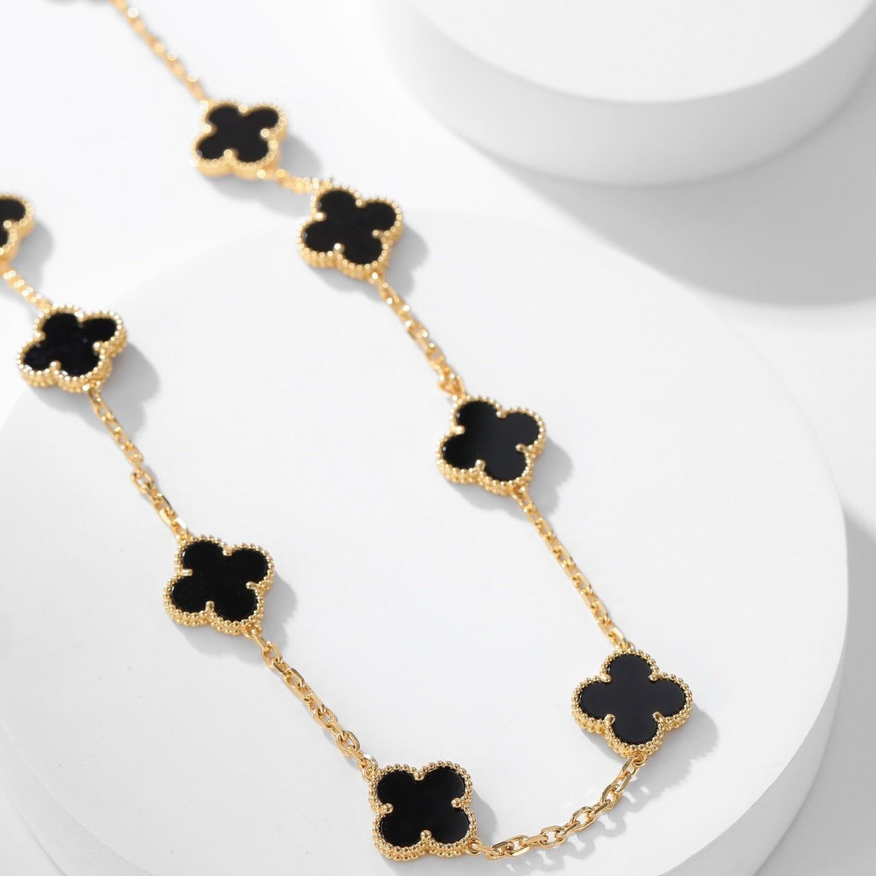 [BloomBling]CLOVER 10 MOTIFS ONYX NECKLACE