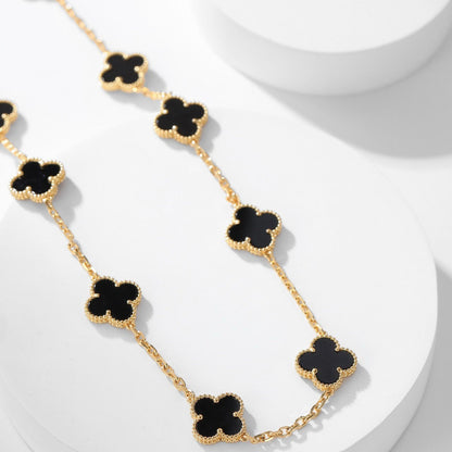 [BloomBling]CLOVER 10 MOTIFS ONYX NECKLACE