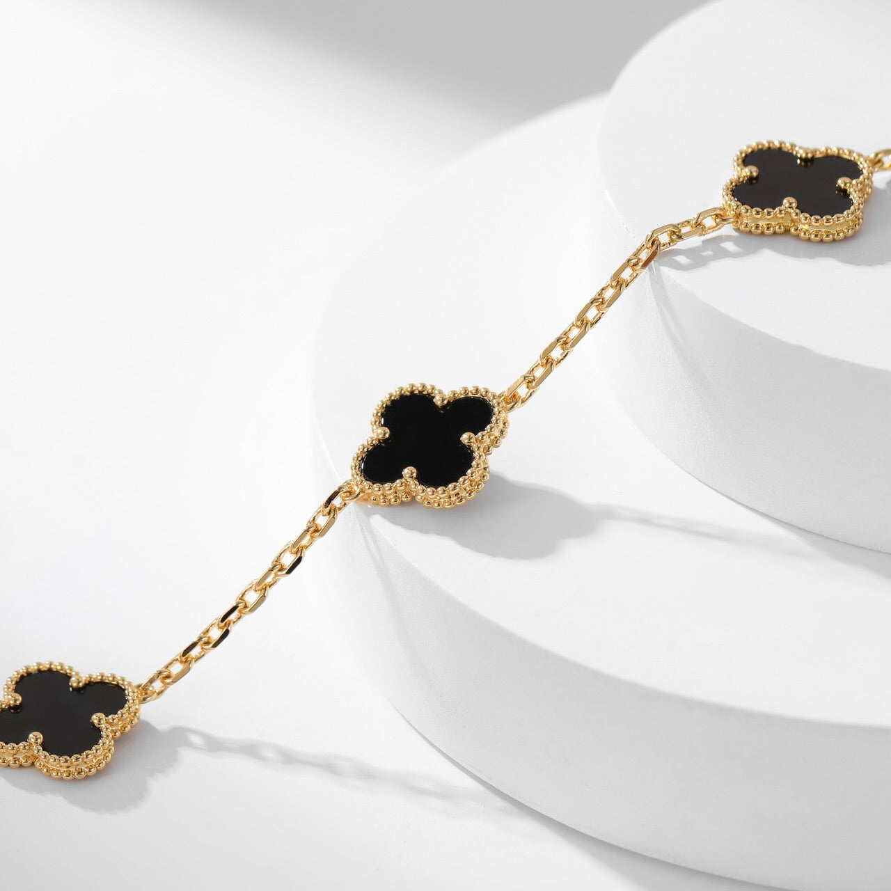 [BloomBling]CLOVER 10 MOTIFS ONYX NECKLACE