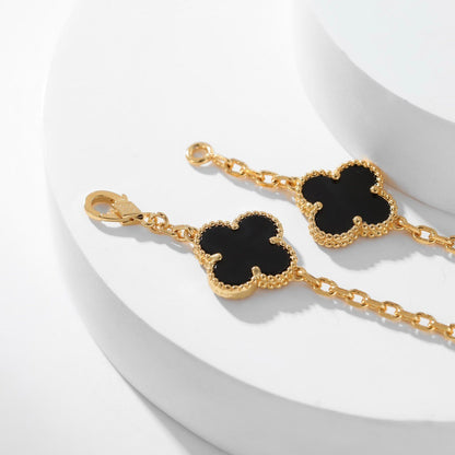 [BloomBling]CLOVER 10 MOTIFS ONYX NECKLACE