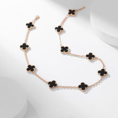 [BloomBling]CLOVER 10 MOTIFS ONYX NECKLACE