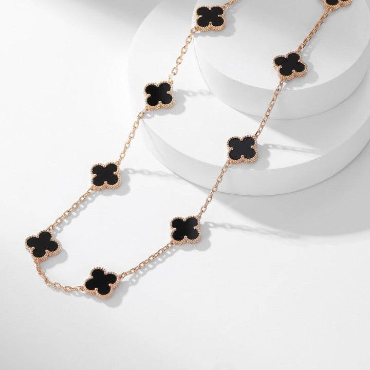 [BloomBling]CLOVER 10 MOTIFS ONYX NECKLACE