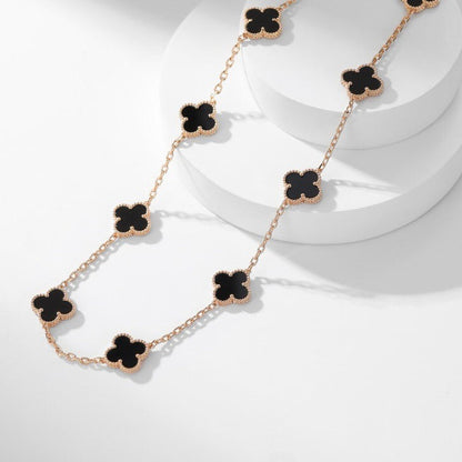 [BloomBling]CLOVER 10 MOTIFS ONYX NECKLACE