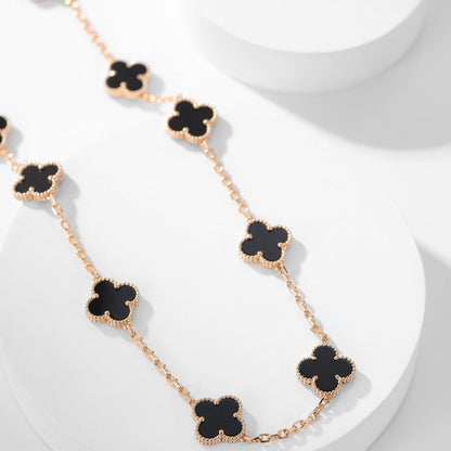[BloomBling]CLOVER 10 MOTIFS ONYX NECKLACE