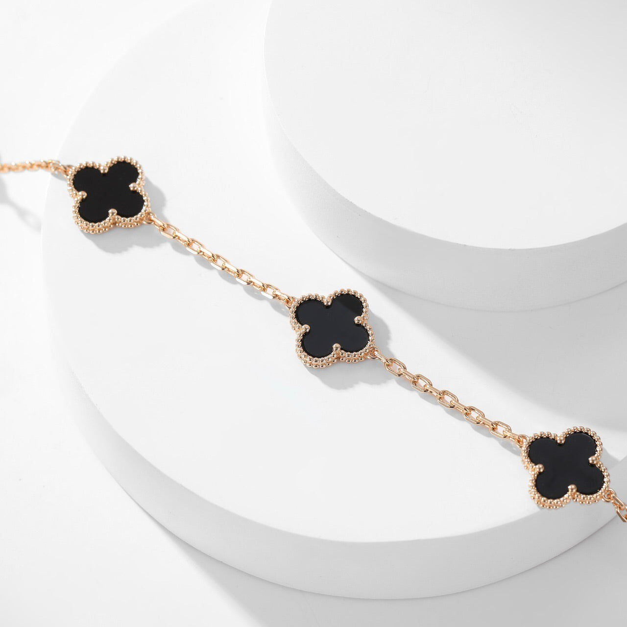 [BloomBling]CLOVER 10 MOTIFS ONYX NECKLACE