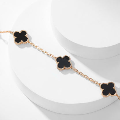 [BloomBling]CLOVER 10 MOTIFS ONYX NECKLACE