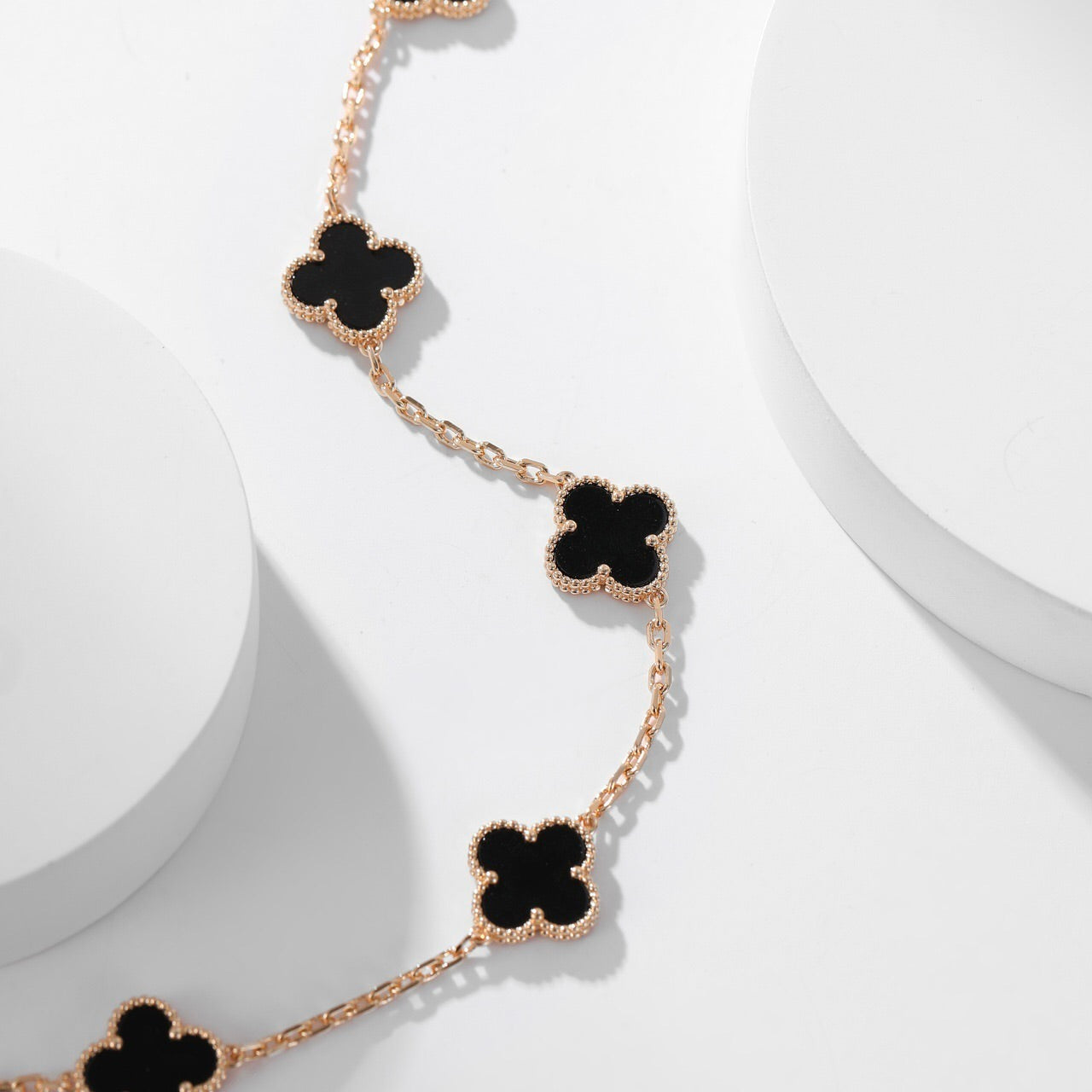 [BloomBling]CLOVER 10 MOTIFS ONYX NECKLACE