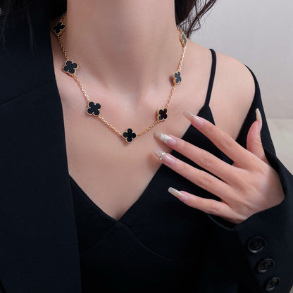 [BloomBling]CLOVER 10 MOTIFS ONYX NECKLACE
