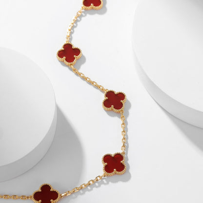 [BloomBling]CLOVER 10 MOTIFS CARNELIAN NECKLACE