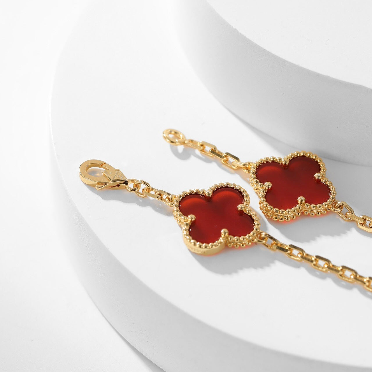 [BloomBling]CLOVER 10 MOTIFS CARNELIAN NECKLACE