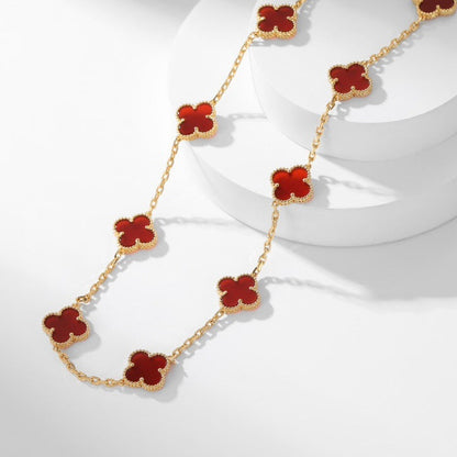 [BloomBling]CLOVER 10 MOTIFS CARNELIAN NECKLACE