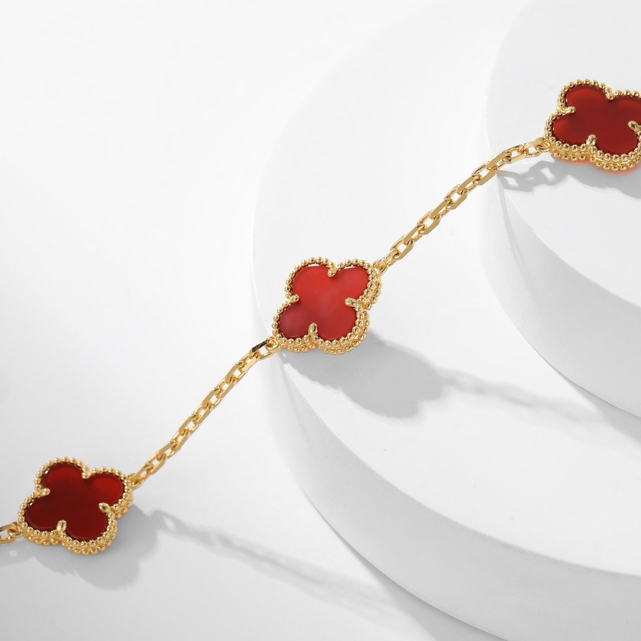 [BloomBling]CLOVER 10 MOTIFS CARNELIAN NECKLACE