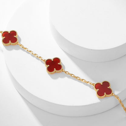 [BloomBling]CLOVER 10 MOTIFS CARNELIAN NECKLACE
