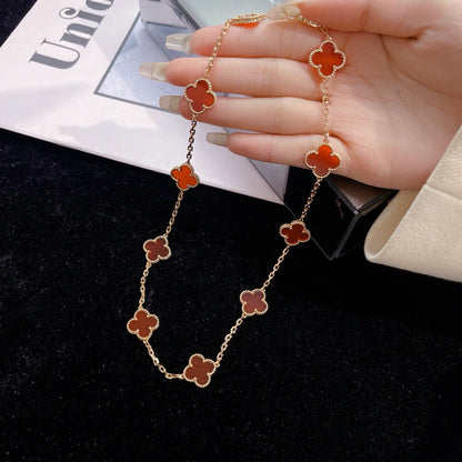 [BloomBling]CLOVER 10 MOTIFS CARNELIAN NECKLACE