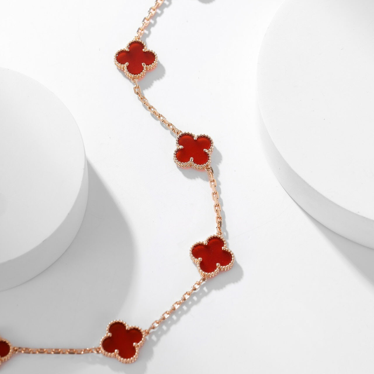 [BloomBling]CLOVER 10 MOTIFS CARNELIAN NECKLACE