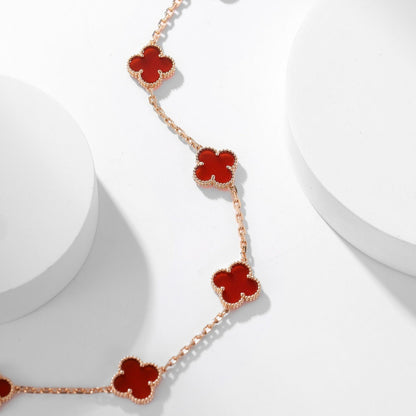 [BloomBling]CLOVER 10 MOTIFS CARNELIAN NECKLACE