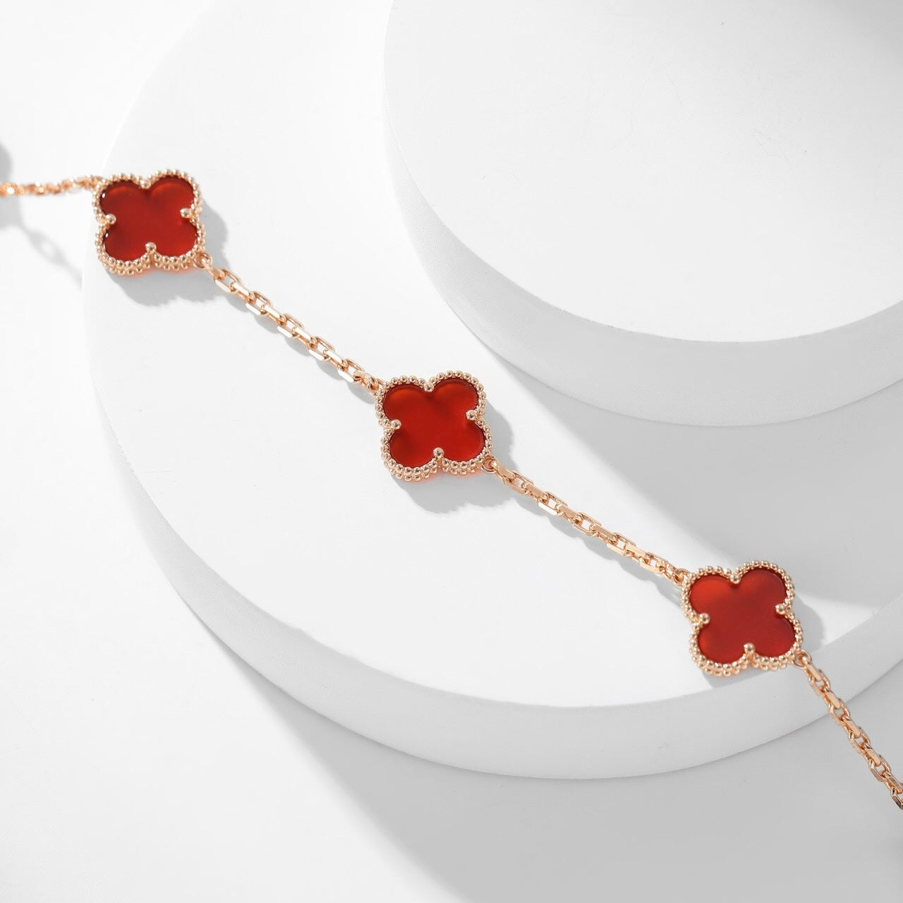 [BloomBling]CLOVER 10 MOTIFS CARNELIAN NECKLACE