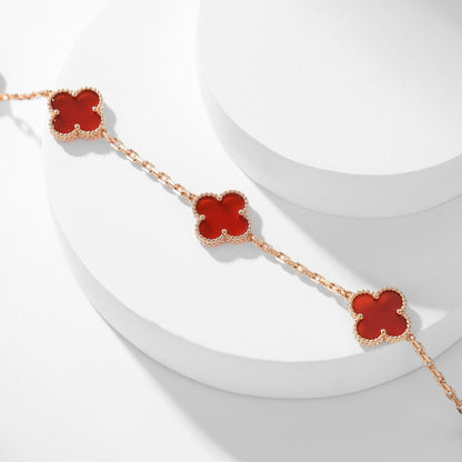[BloomBling]CLOVER 10 MOTIFS CARNELIAN NECKLACE