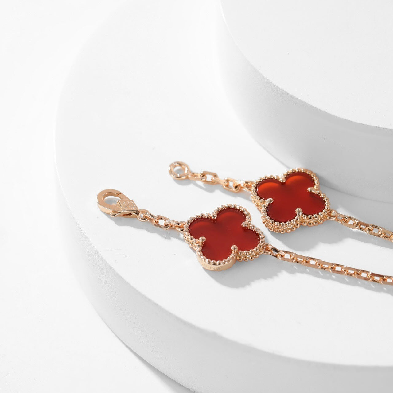[BloomBling]CLOVER 10 MOTIFS CARNELIAN NECKLACE