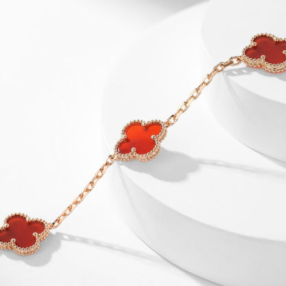 [BloomBling]CLOVER 10 MOTIFS CARNELIAN NECKLACE