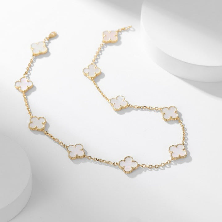 [BloomBling]CLOVER 10 MOTIFS WHITE MOTHER OF PEARL NECKLACE