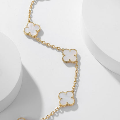 [BloomBling]CLOVER 10 MOTIFS WHITE MOTHER OF PEARL NECKLACE