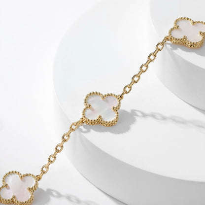 [BloomBling]CLOVER 10 MOTIFS WHITE MOTHER OF PEARL NECKLACE
