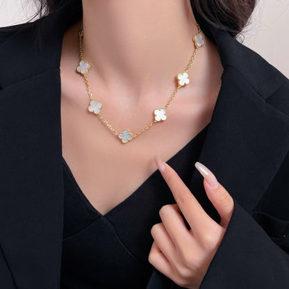 [BloomBling]CLOVER 10 MOTIFS WHITE MOTHER OF PEARL NECKLACE