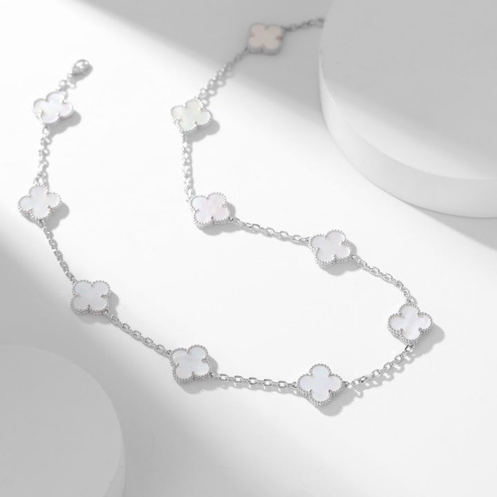 [BloomBling]CLOVER 10 MOTIFS WHITE MOTHER OF PEARL NECKLACE