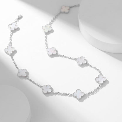 [BloomBling]CLOVER 10 MOTIFS WHITE MOTHER OF PEARL NECKLACE