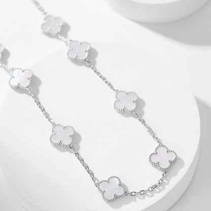 [BloomBling]CLOVER 10 MOTIFS WHITE MOTHER OF PEARL NECKLACE