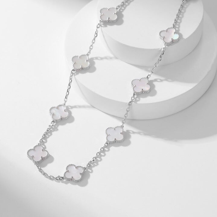 [BloomBling]CLOVER 10 MOTIFS WHITE MOTHER OF PEARL NECKLACE